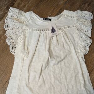 Btfbm Cream Eyelet Top